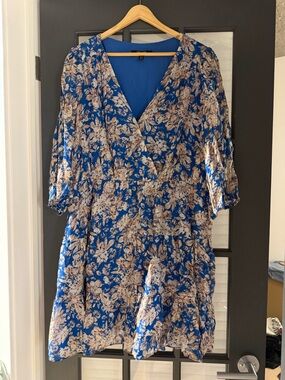 Ever New Curve Blue Floral Wrap Dress